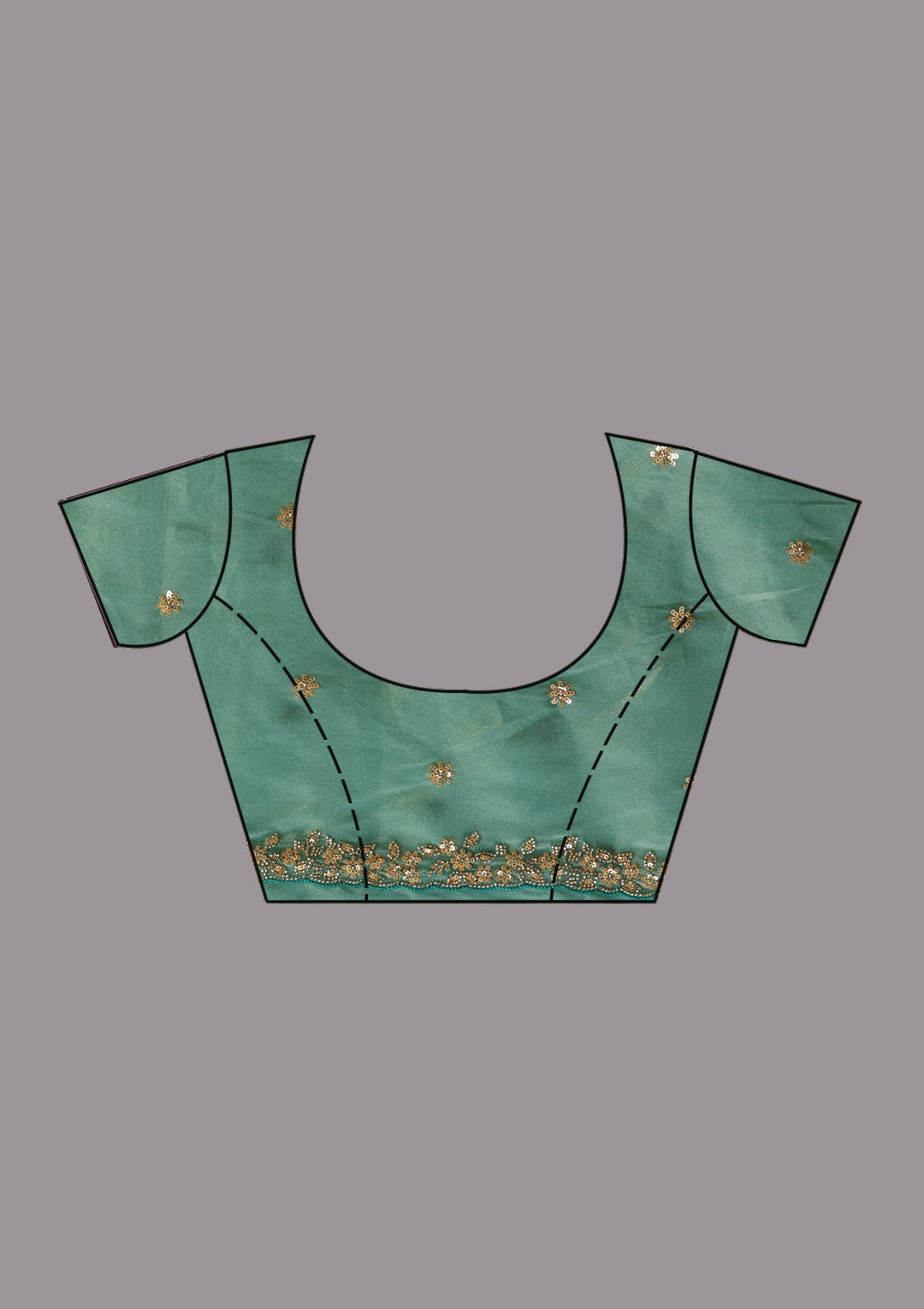 Sea Green Cutdana Tissue Saree-koskii
