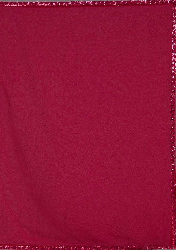 Maroon Sequins Georgette Saree_koskii