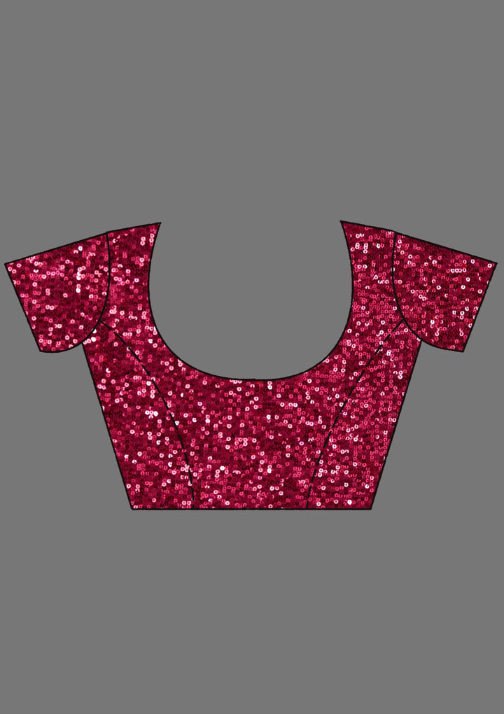 Maroon Sequins Georgette Saree_koskii
