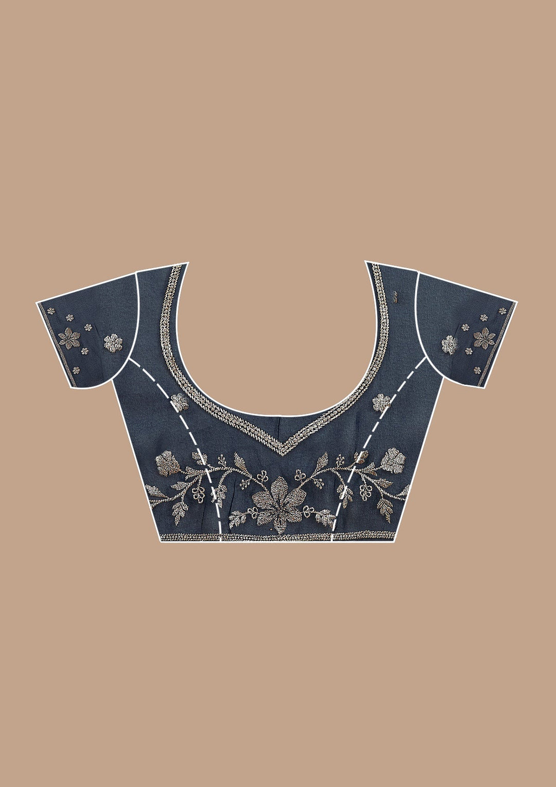 Navy Blue Zariwork (Gold) Georgette Saree_koskii