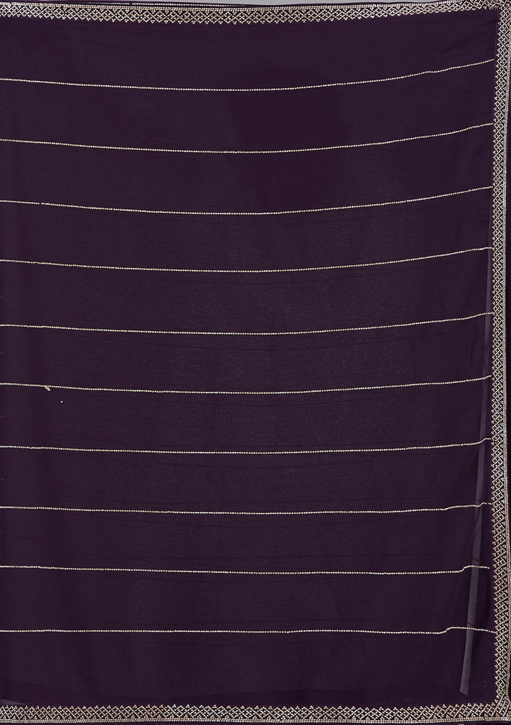 Purple Stonework (Gold) Georgette Saree_koskii