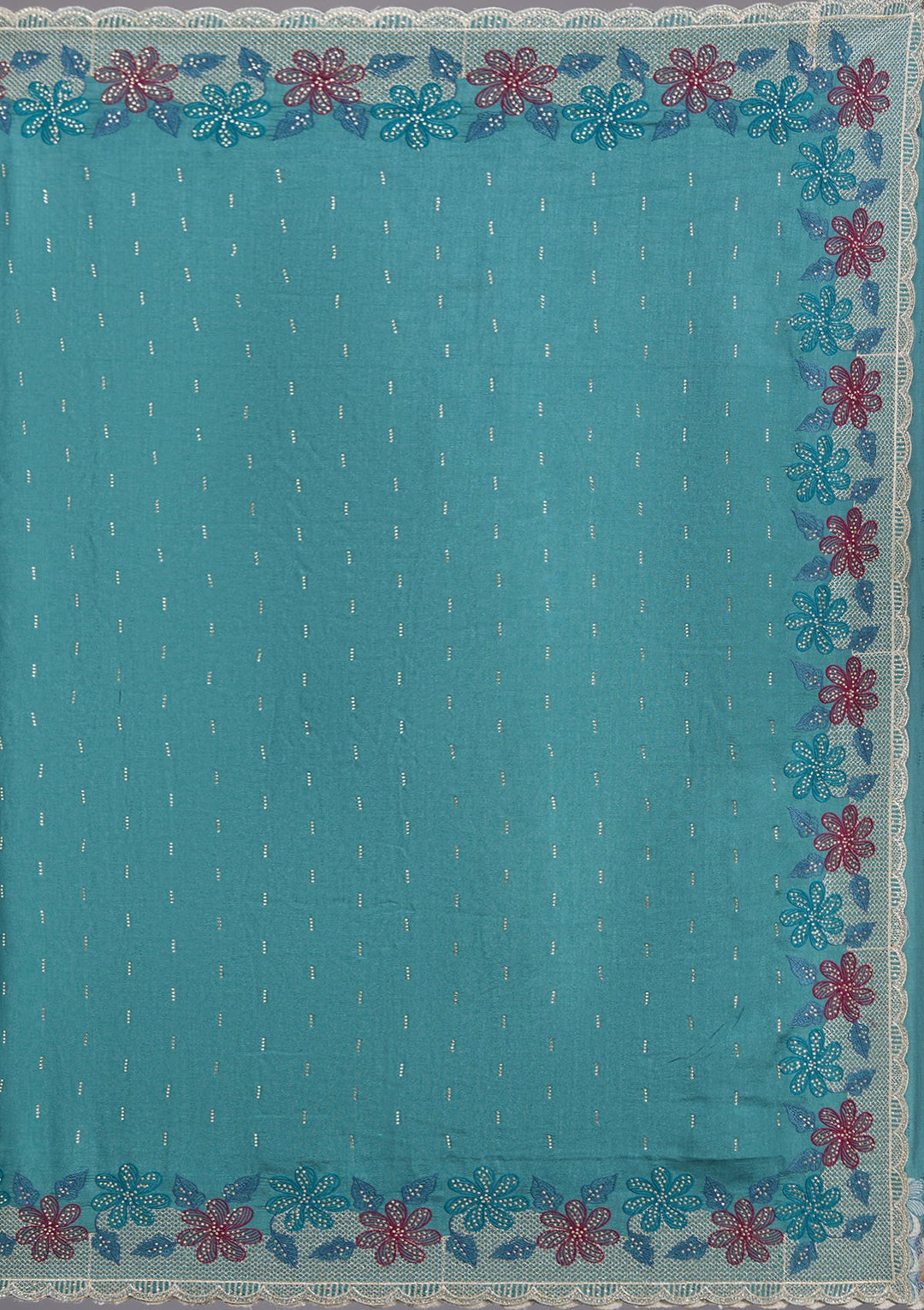 Sea Green Threadwork Soft Raw Silk Saree-koskii
