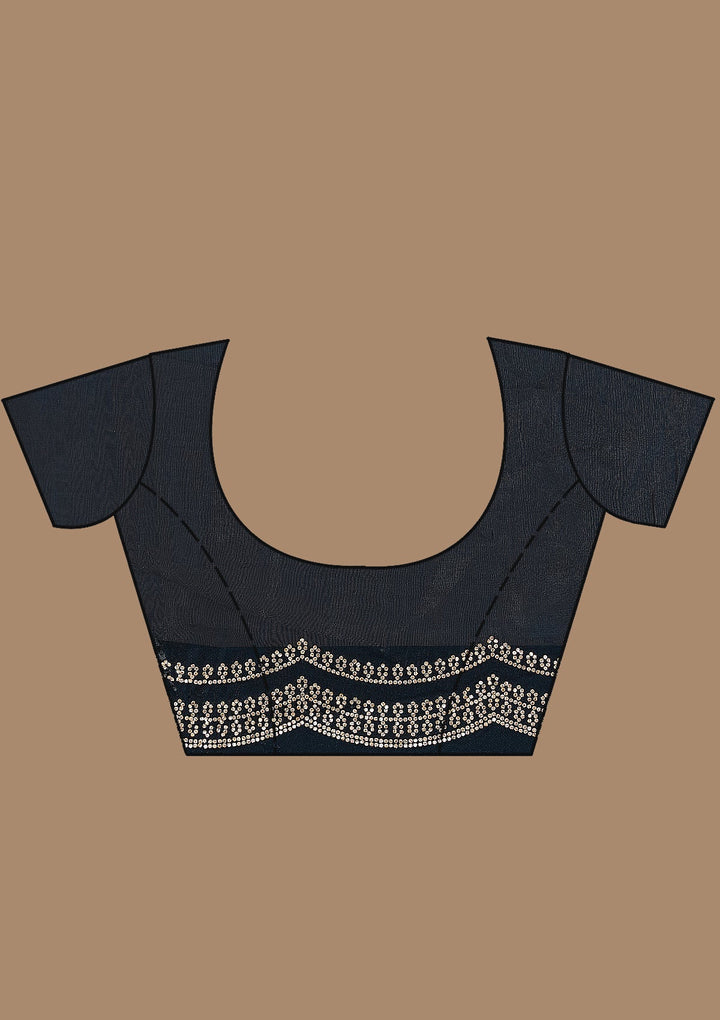 Blue Stonework (Gold) Tissue Saree_koskii