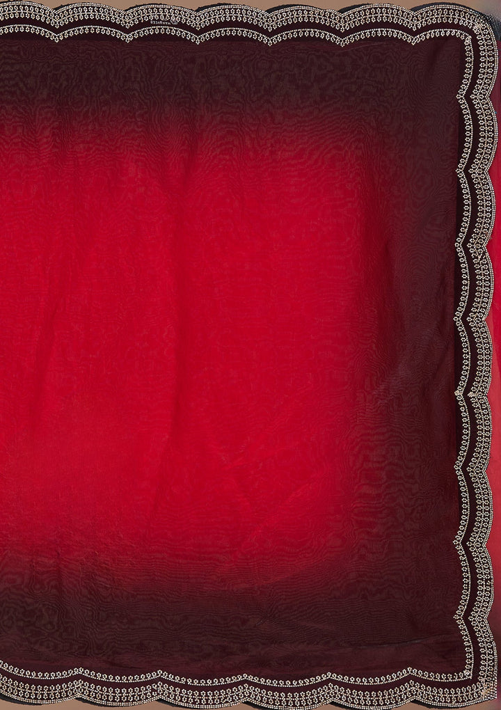 Red Stonework (Gold) Tissue Saree_koskii