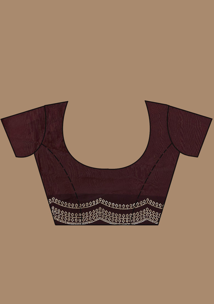 Red Stonework (Gold) Tissue Saree_koskii