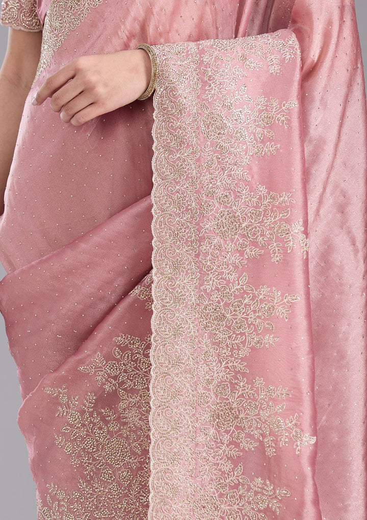Onion Pink Cording Tissue Saree-koskii