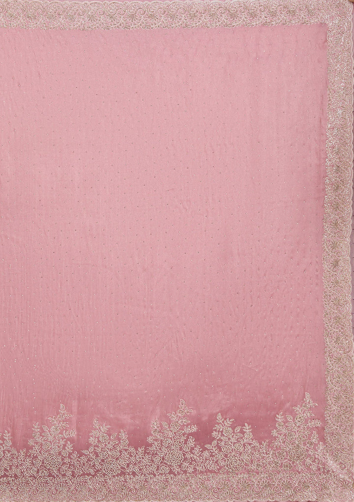Onion Pink Cording Tissue Saree-koskii