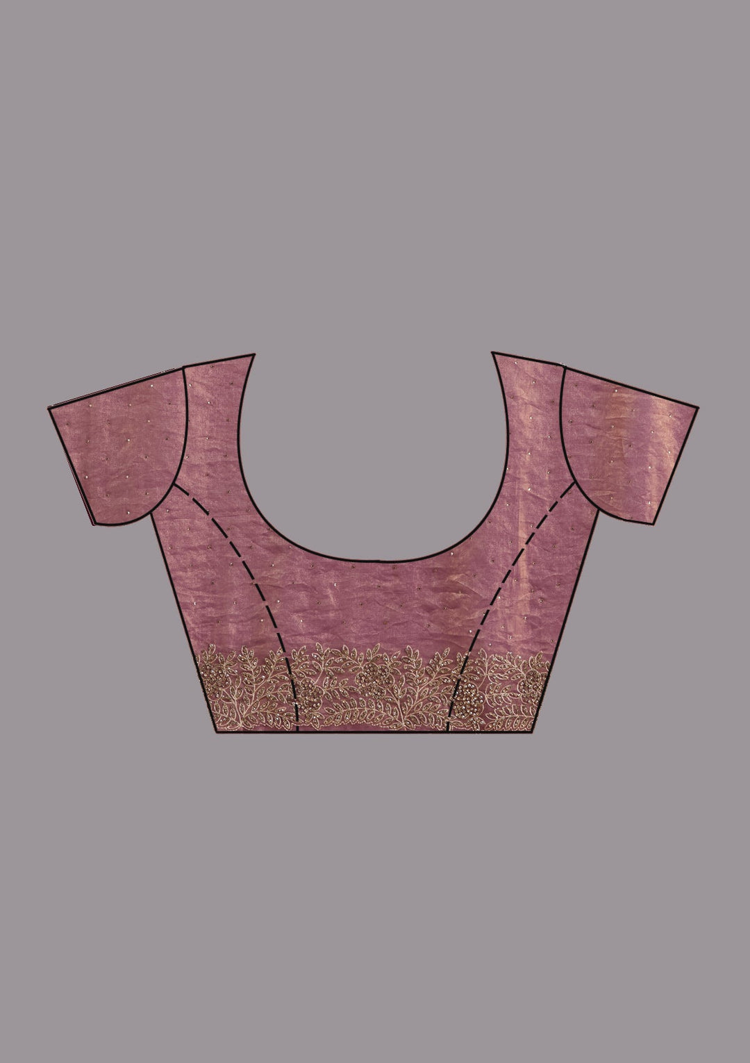 Dark Lavender Stonework (Gold) Tissue Saree-koskii
