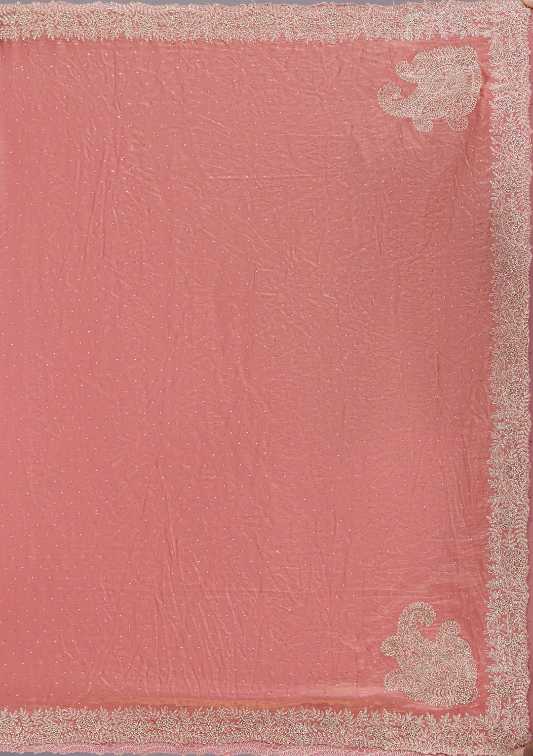 Rust Stonework (Gold) Tissue Saree-koskii