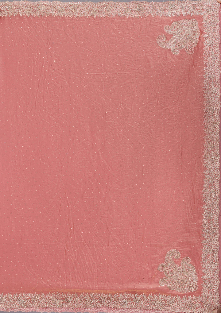 Rust Stonework (Gold) Tissue Saree-koskii
