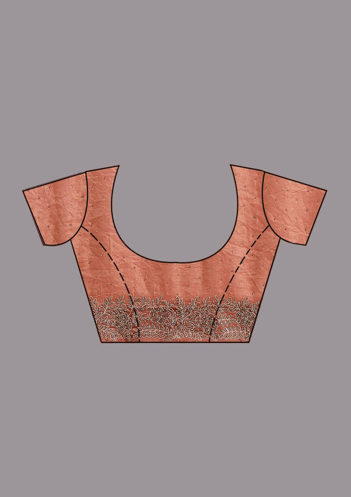 Rust Stonework (Gold) Tissue Saree-koskii