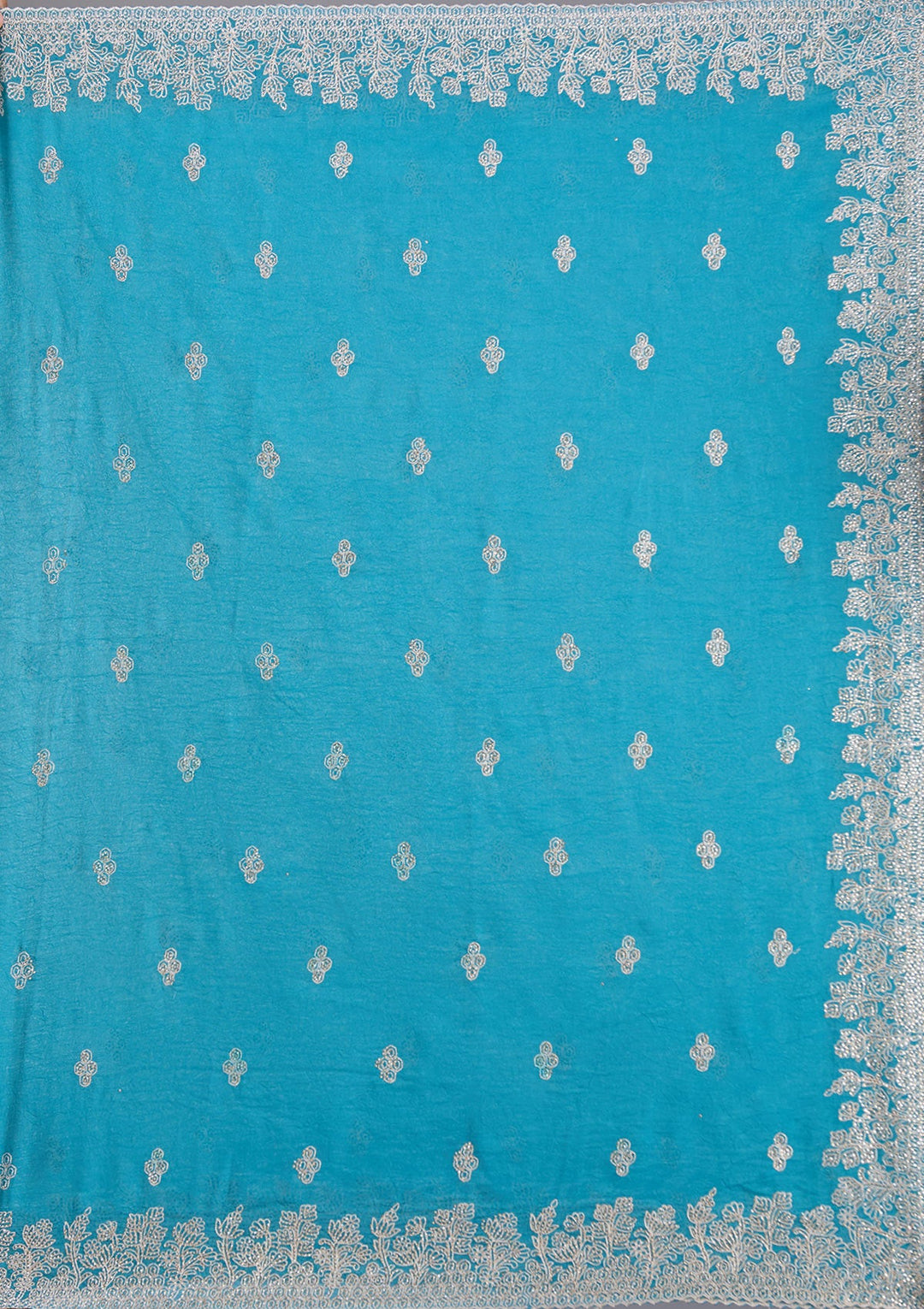 Blue Threadwork Tissue Saree-koskii