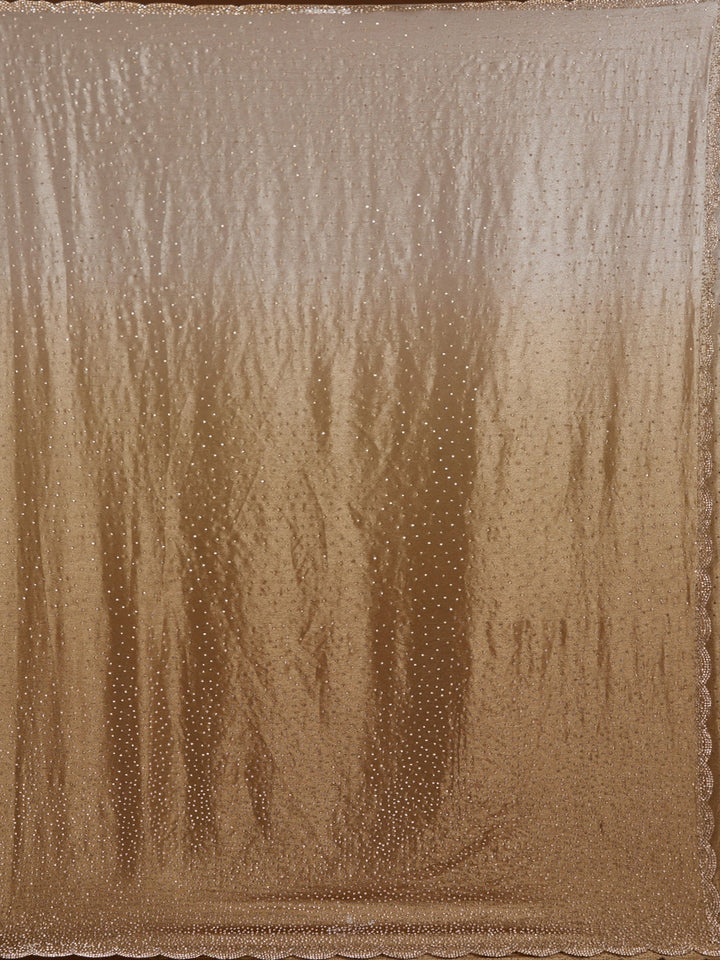 Light Grey Stonework (Gold) Satin Saree-Koskii