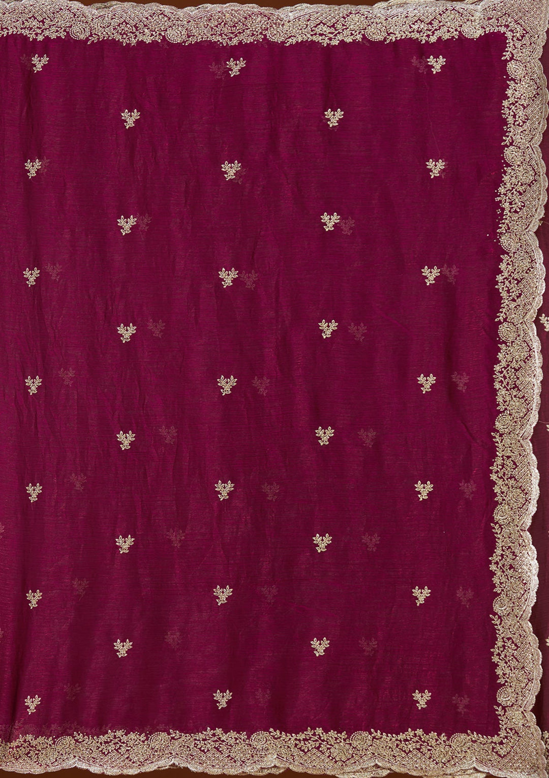 Wine Zariwork (Gold) Tissue Saree-koskii