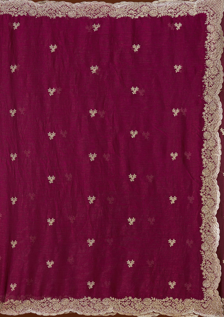 Wine Zariwork (Gold) Tissue Saree-koskii