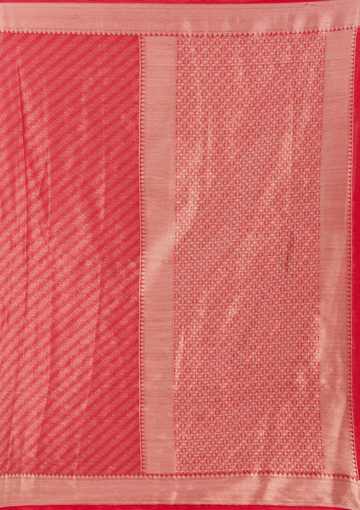 Red Zariwork (Gold) Georgette Silk_Saree-koskii