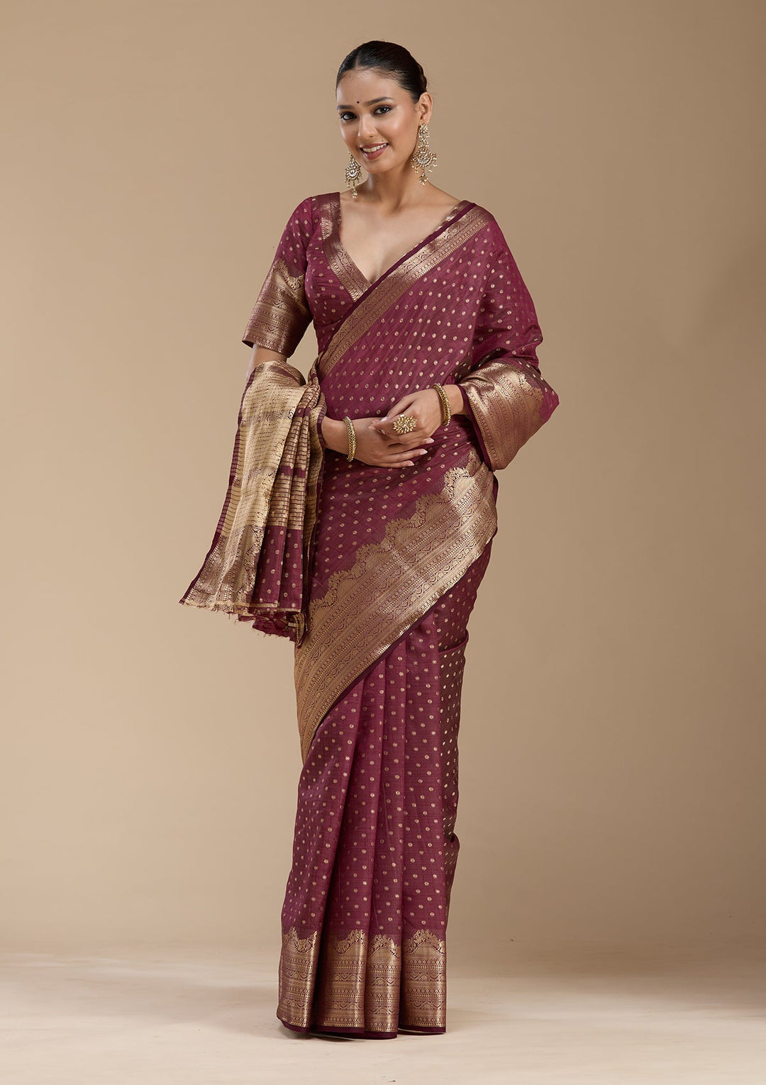 Brown Kanjivaram Silk Saree-koskii