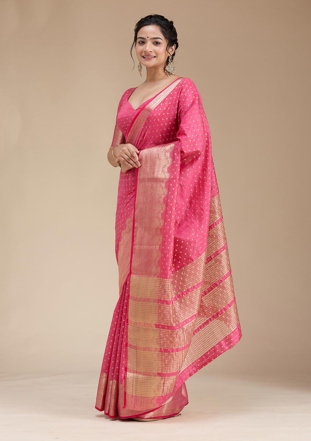Pink Kanjivaram Silk Saree-koskii