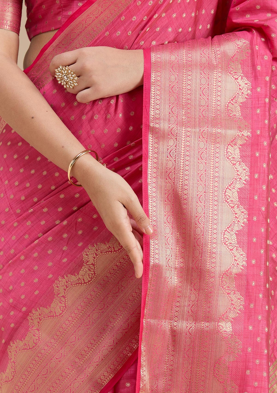 Pink Kanjivaram Silk Saree-koskii