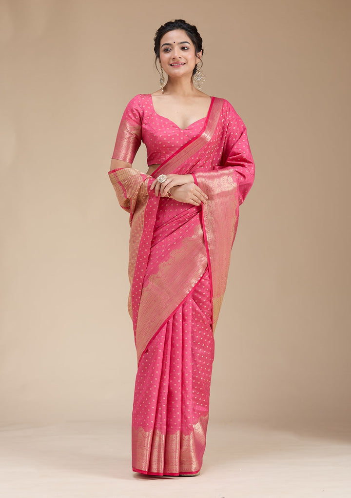 Pink Kanjivaram Silk Saree-koskii