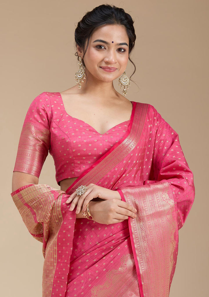 Pink Kanjivaram Silk Saree-koskii