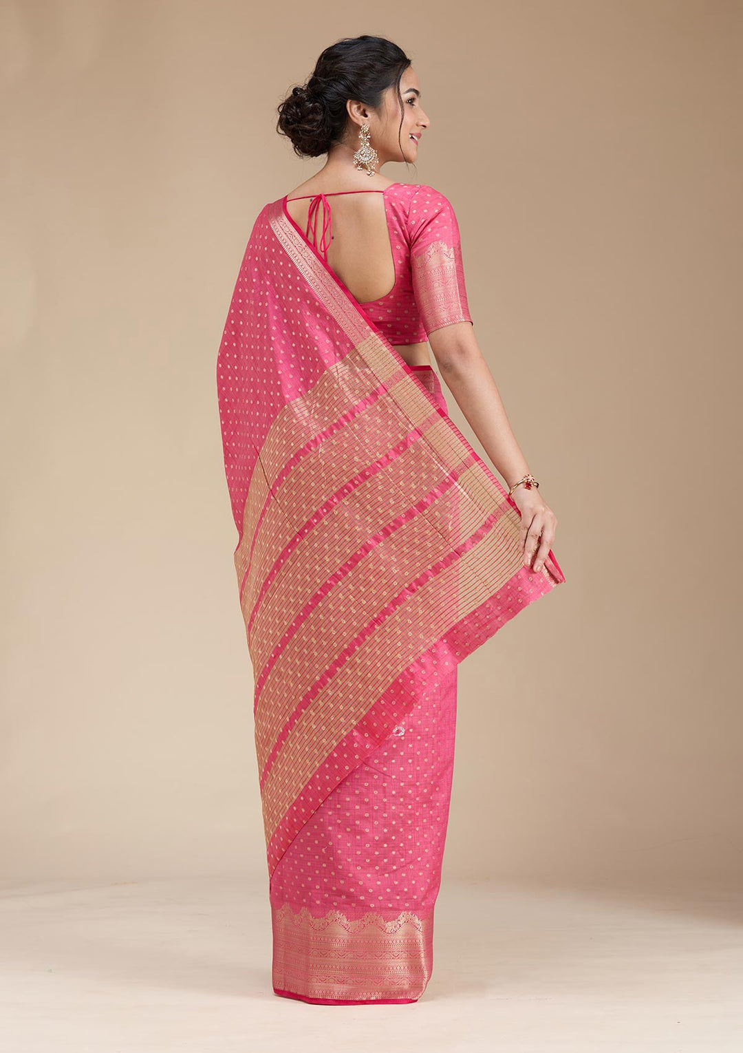 Pink Kanjivaram Silk Saree-koskii