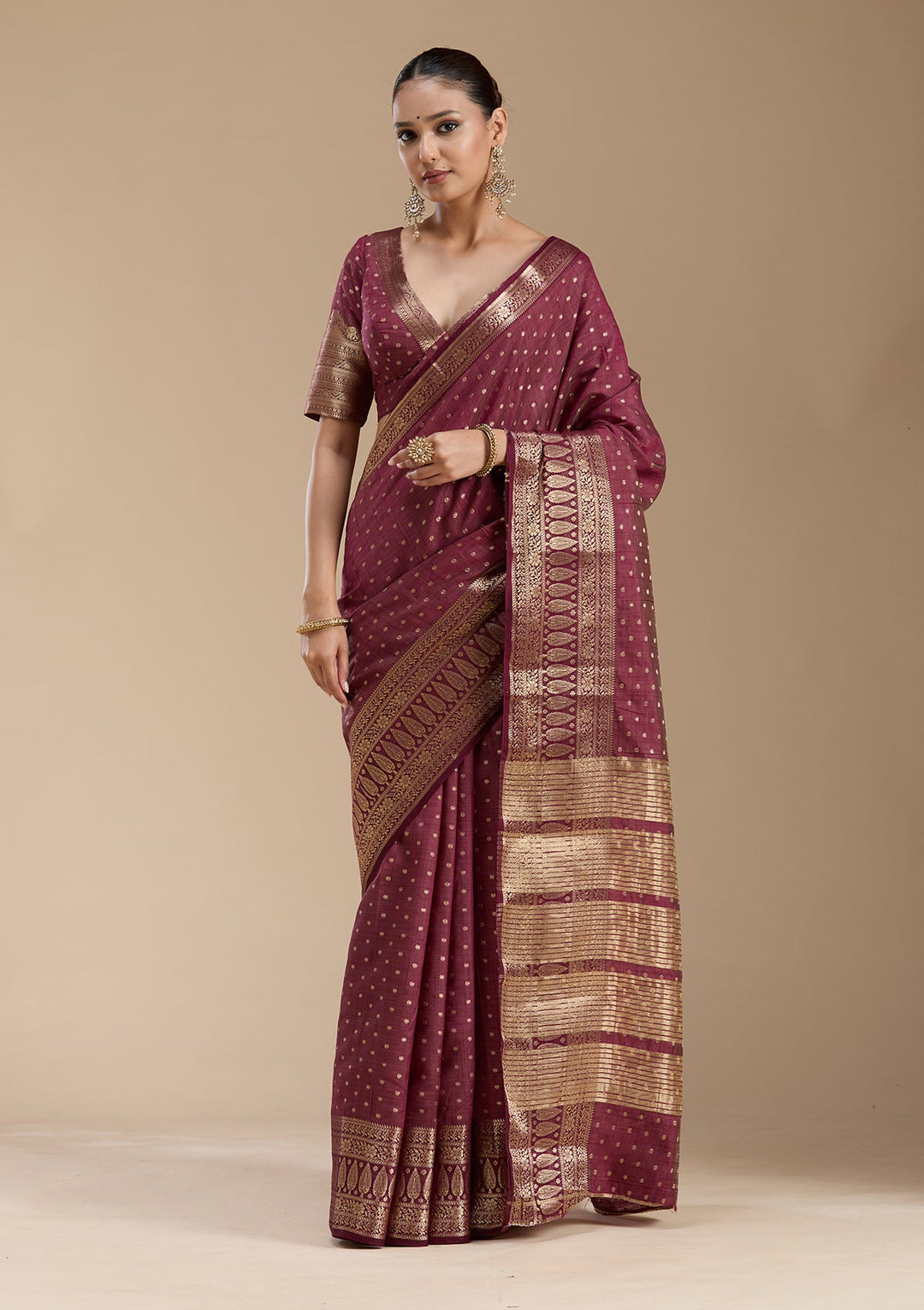 Maroon Zariwork (Gold) Silk Silk_Saree-koskii