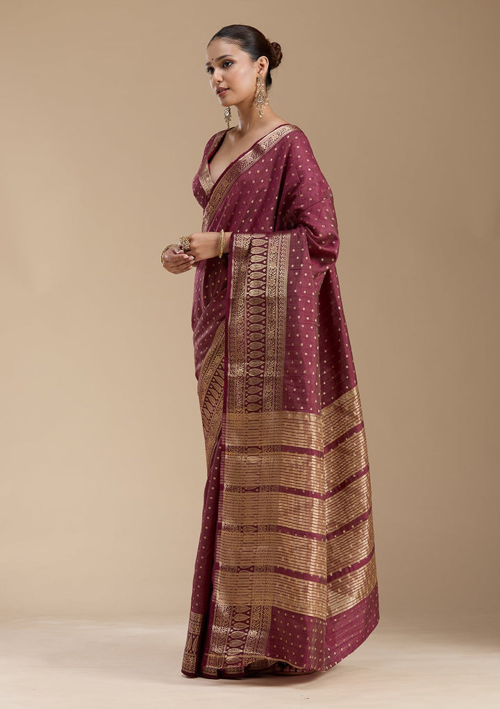 Maroon Zariwork (Gold) Silk Silk_Saree-koskii