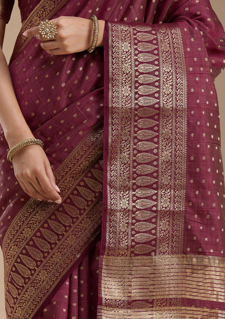 Maroon Zariwork (Gold) Silk Silk_Saree-koskii