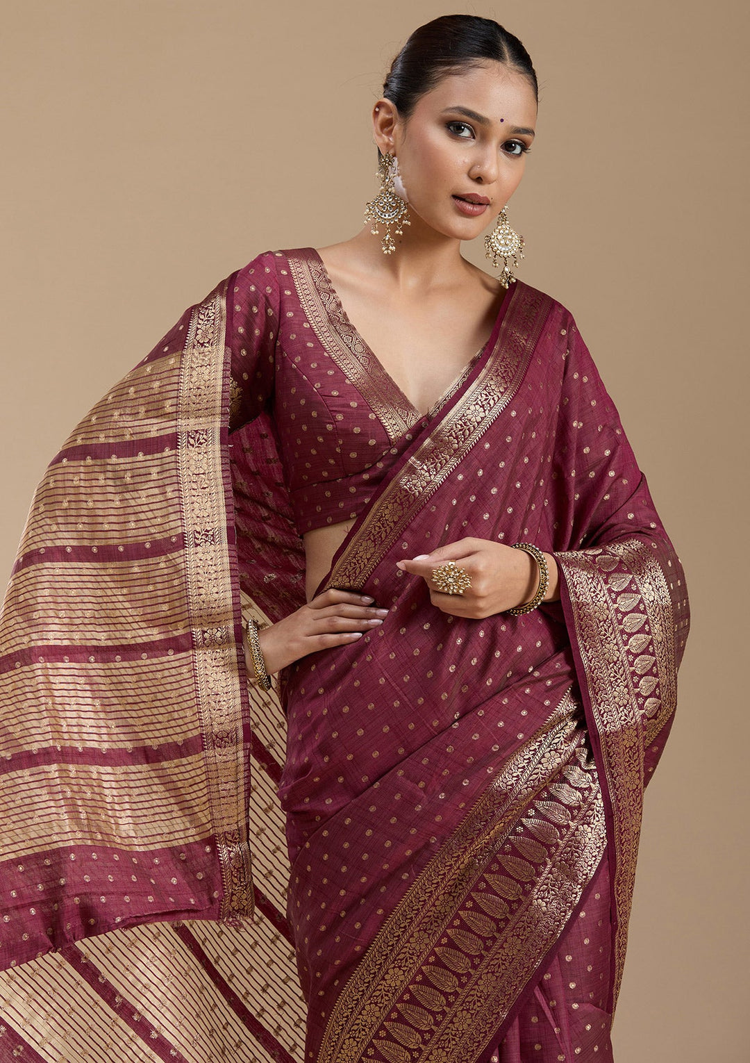 Maroon Zariwork (Gold) Silk Silk_Saree-koskii