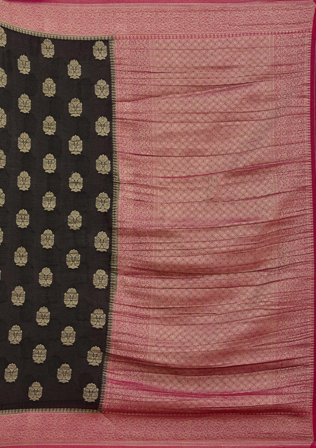 Black Zariwork (Gold) Georgette Silk_Saree-koskii