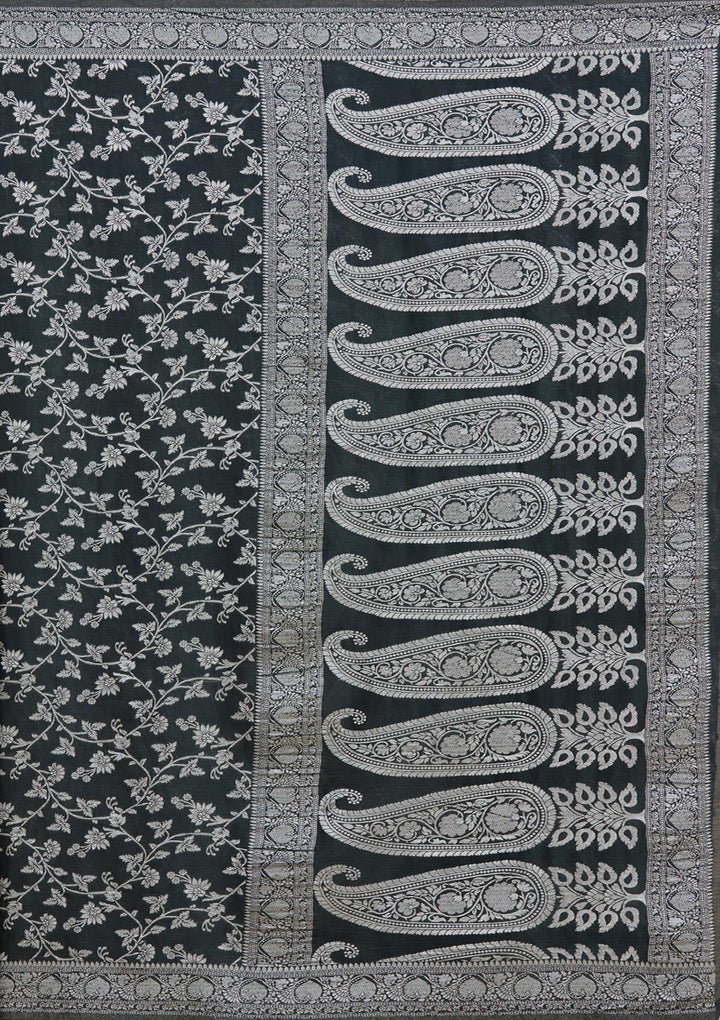 Black Zariwork (Gold) Georgette Silk Saree-koskii