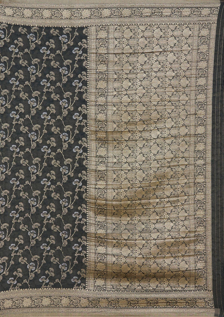 Black Zariwork (Gold) Georgette Silk Saree-koskii