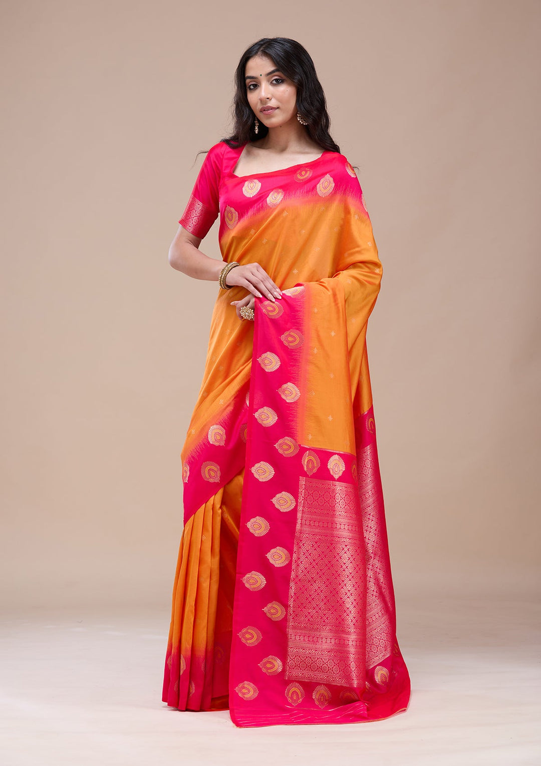 Orange Paithani Silk Saree-koskii