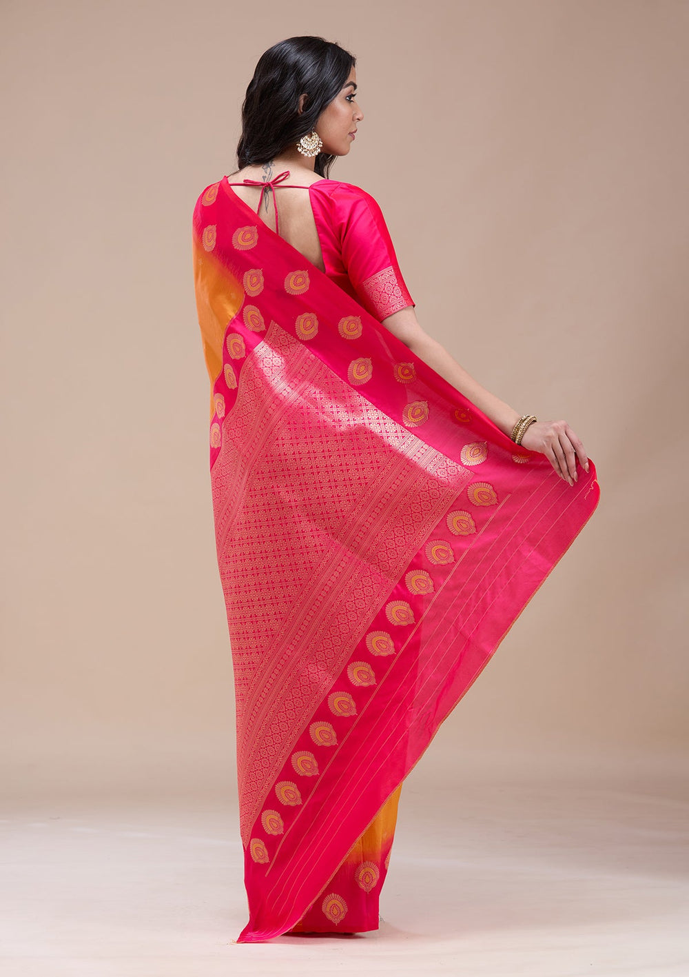 Orange Paithani Silk Saree-koskii