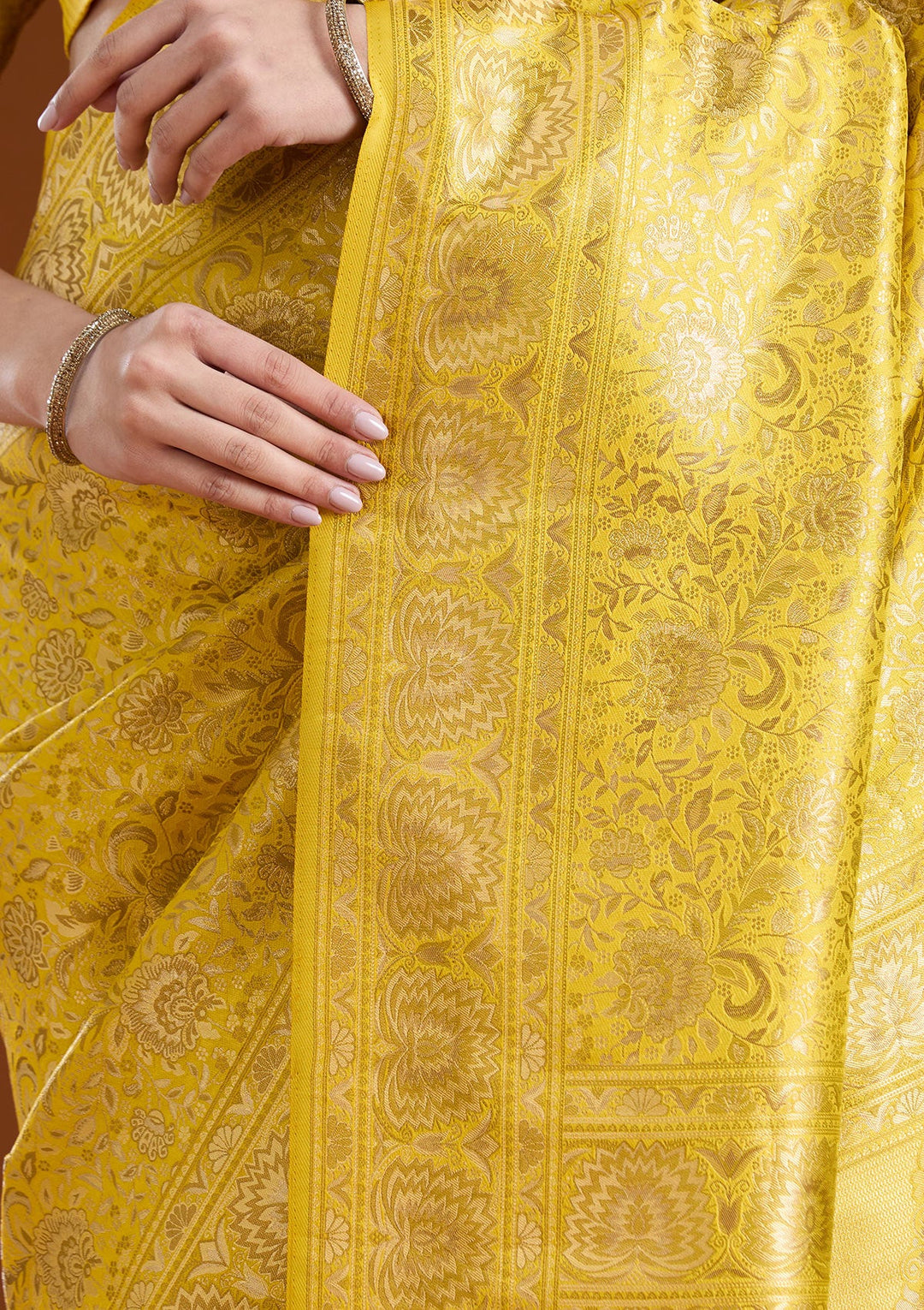Mustard Zariwork Art Silk Saree-koskii