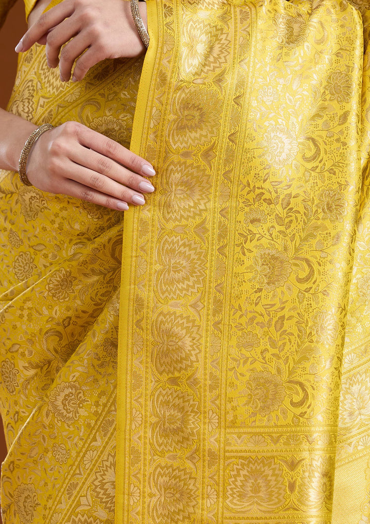 Mustard Zariwork Art Silk Saree-koskii