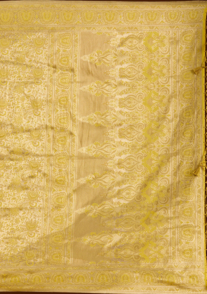 Mustard Zariwork Art Silk Saree-koskii