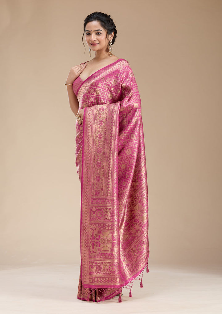 Rani Pink Banarasi Silk Saree-koskii