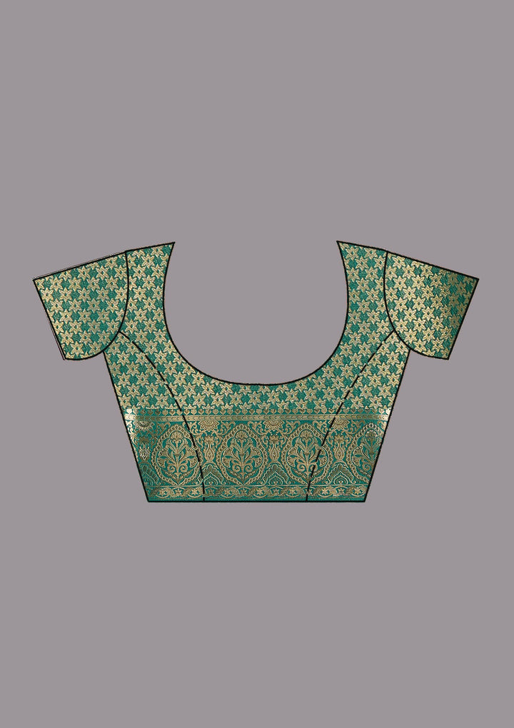 Bottle Green Zariwork Art Silk Saree-koskii