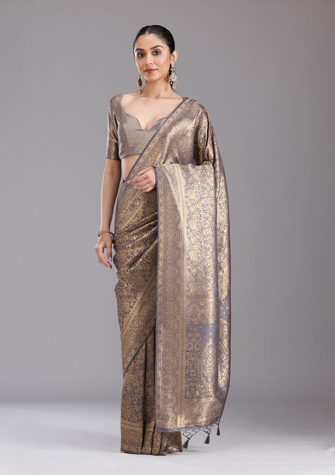 Lavender Zariwork Art Silk Saree-koskii
