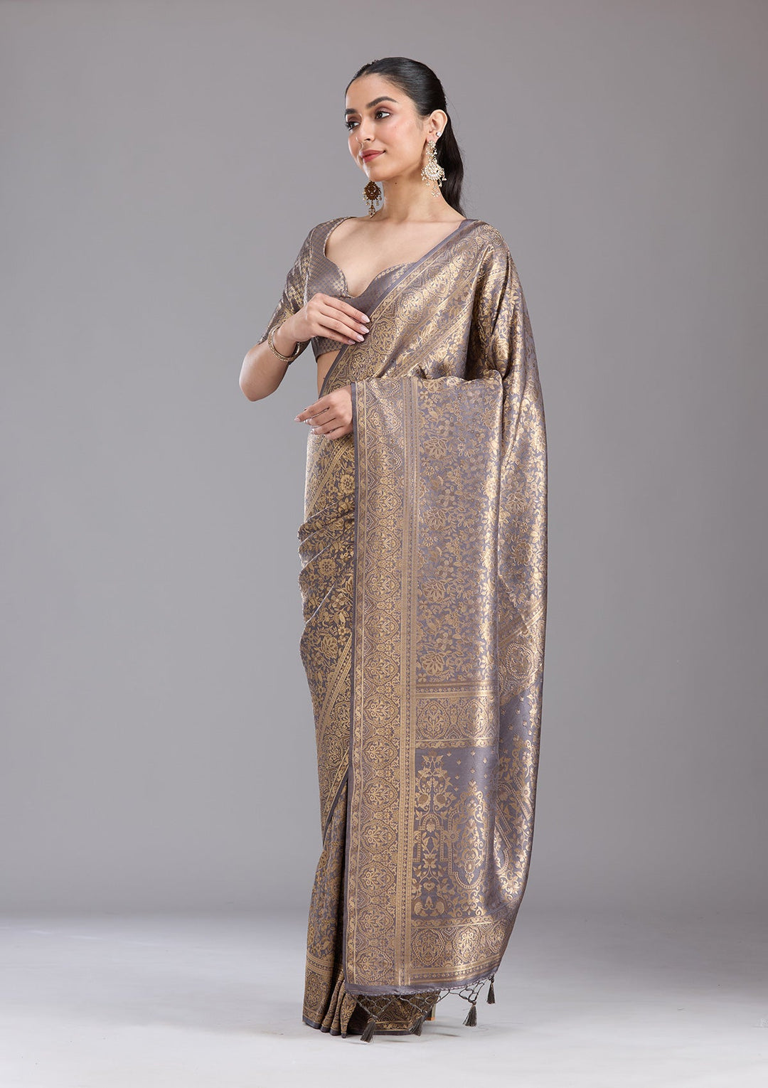 Lavender Zariwork Art Silk Saree-koskii