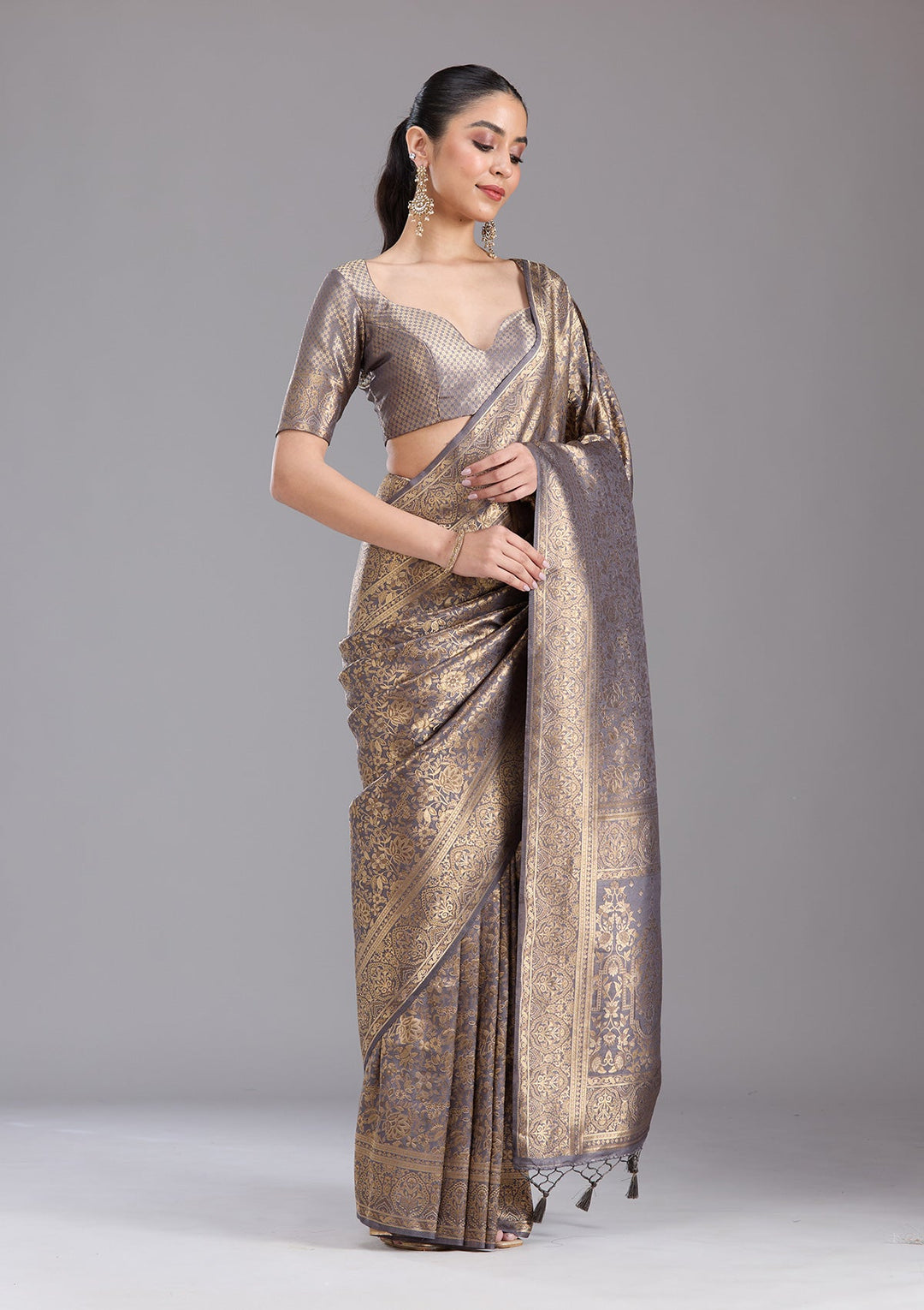 Lavender Zariwork Art Silk Saree-koskii