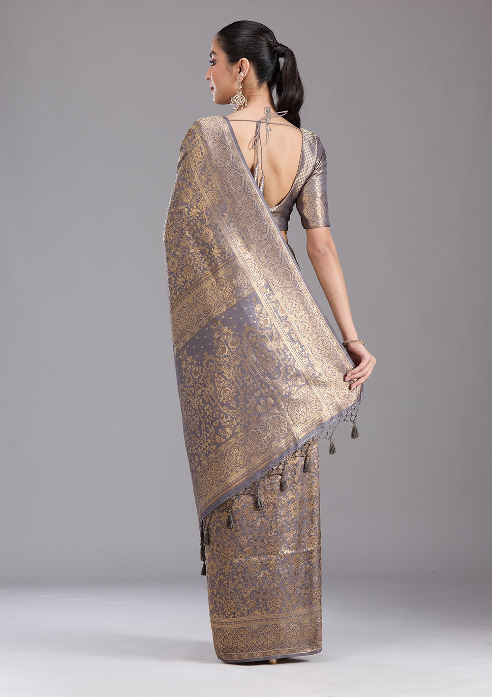 Lavender Zariwork Art Silk Saree-koskii