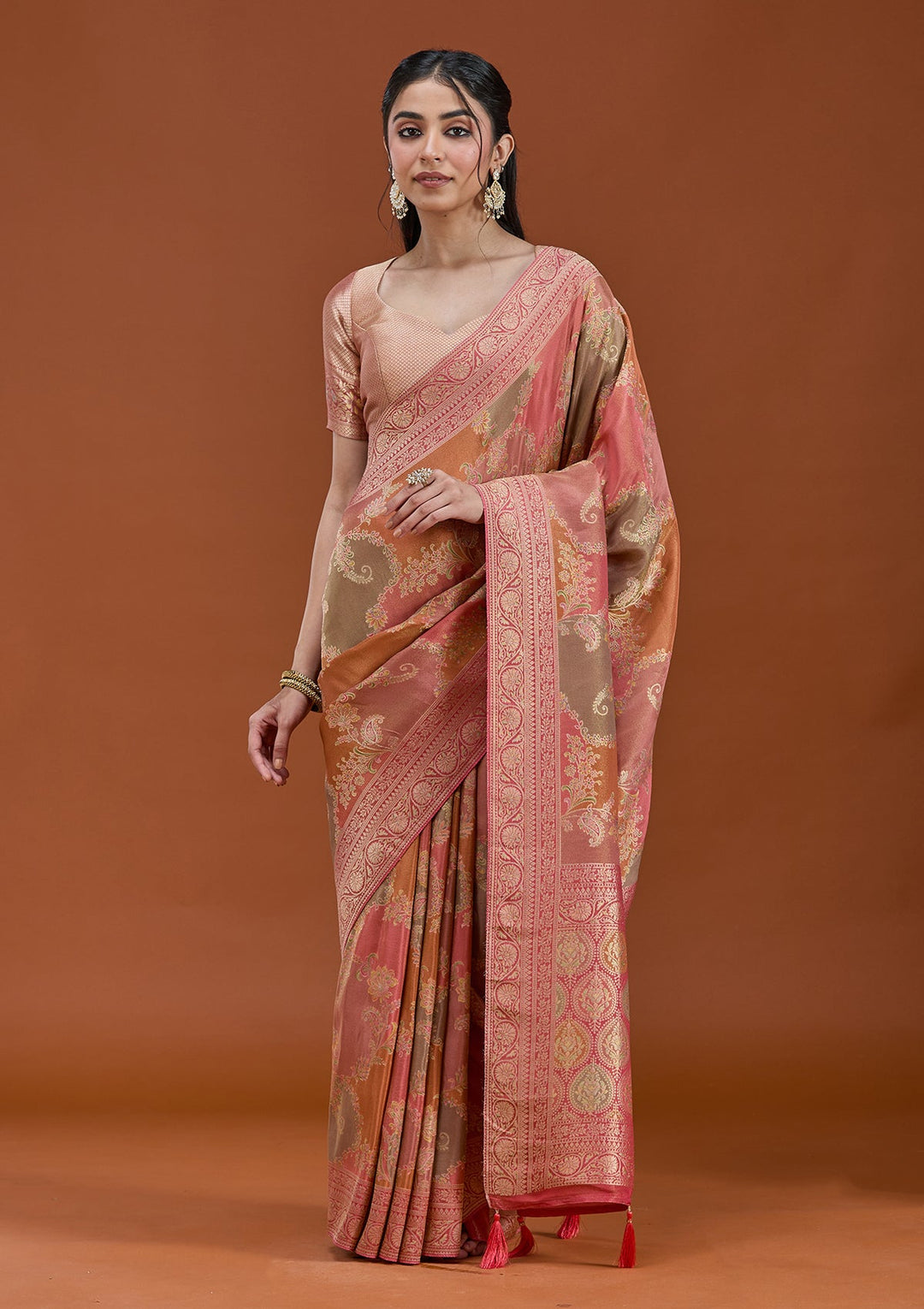 Pink Cutdana Chiffon Silk_Saree_koskii