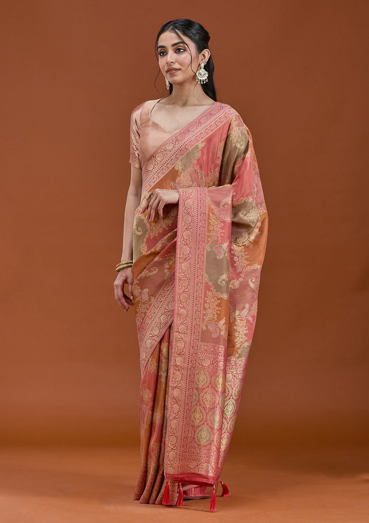 Pink Cutdana Chiffon Silk_Saree_koskii