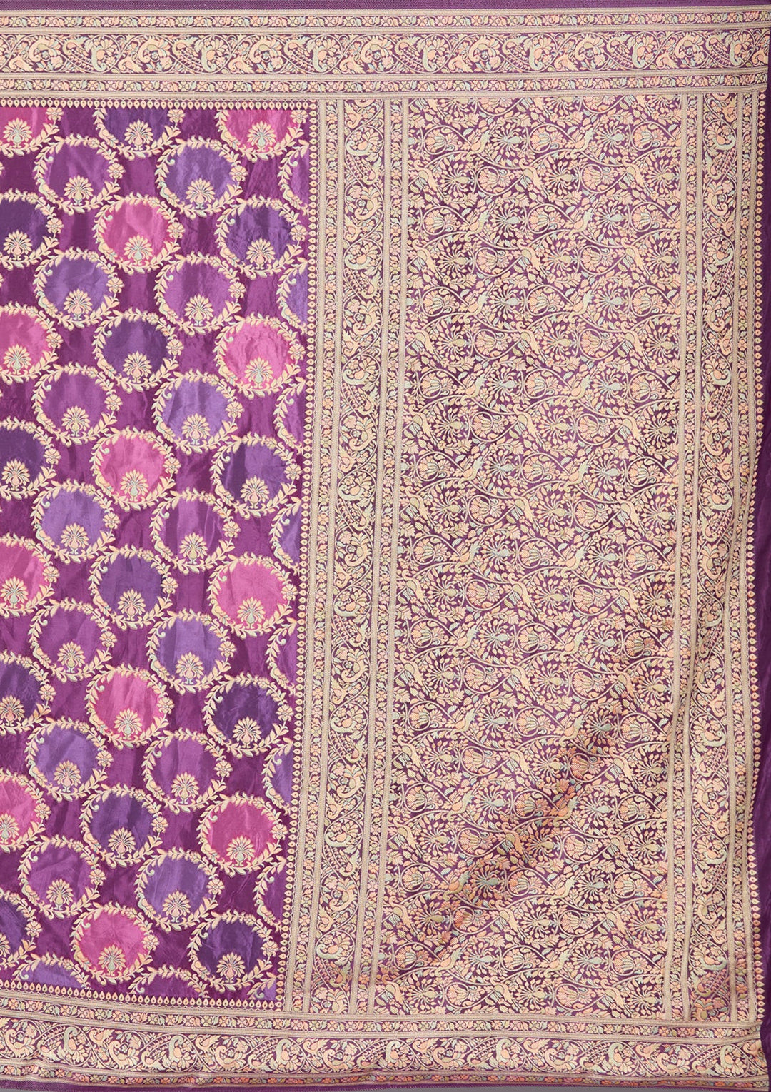 Purple Banarasi Silk Saree-koskii