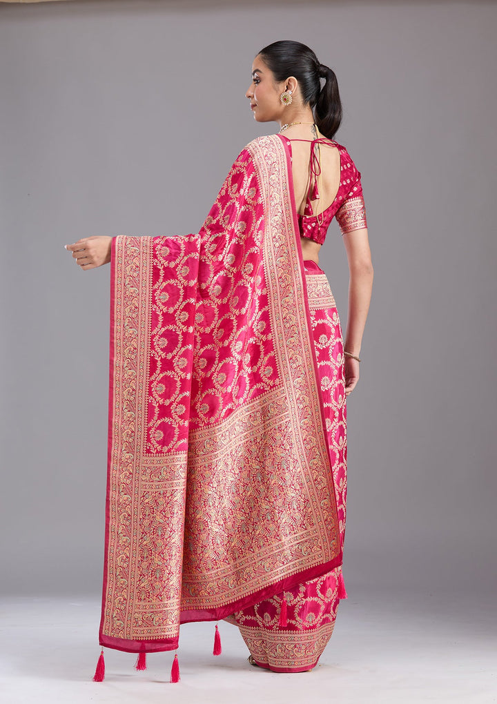 Rani Pink Banarasi Silk Saree-koskii