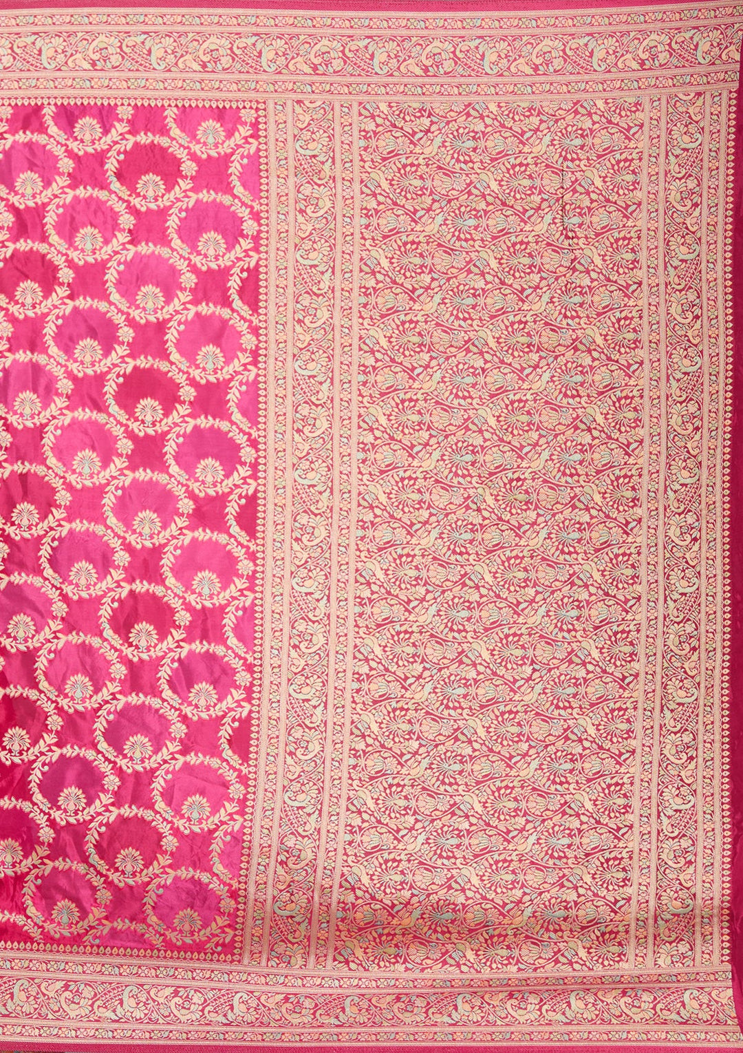 Rani Pink Banarasi Silk Saree-koskii