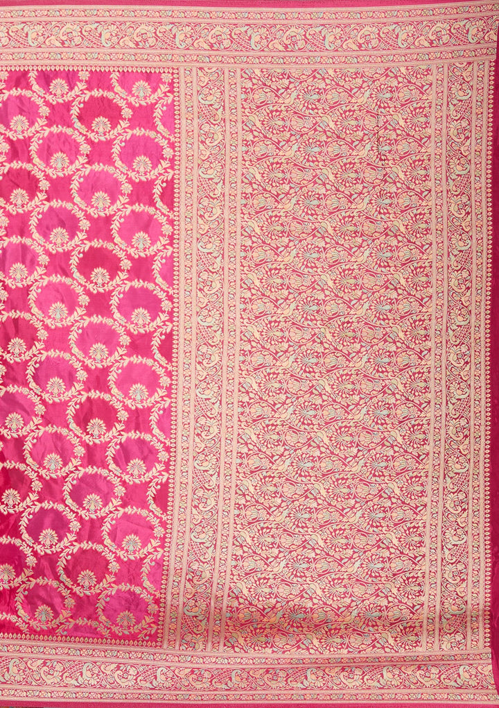 Rani Pink Banarasi Silk Saree-koskii